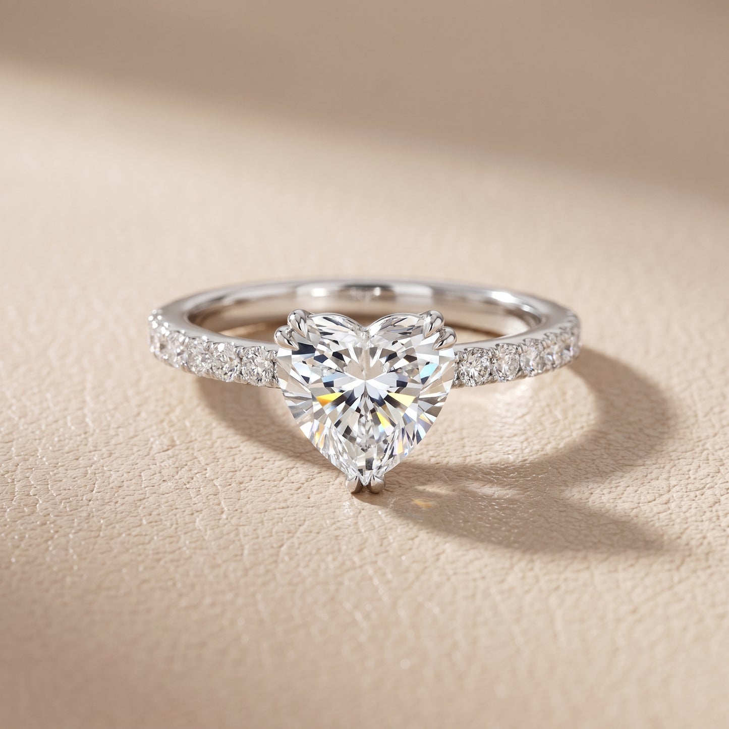 Novara Solitaire Pavé Heart Diamond Ring in White Gold - front.jpg