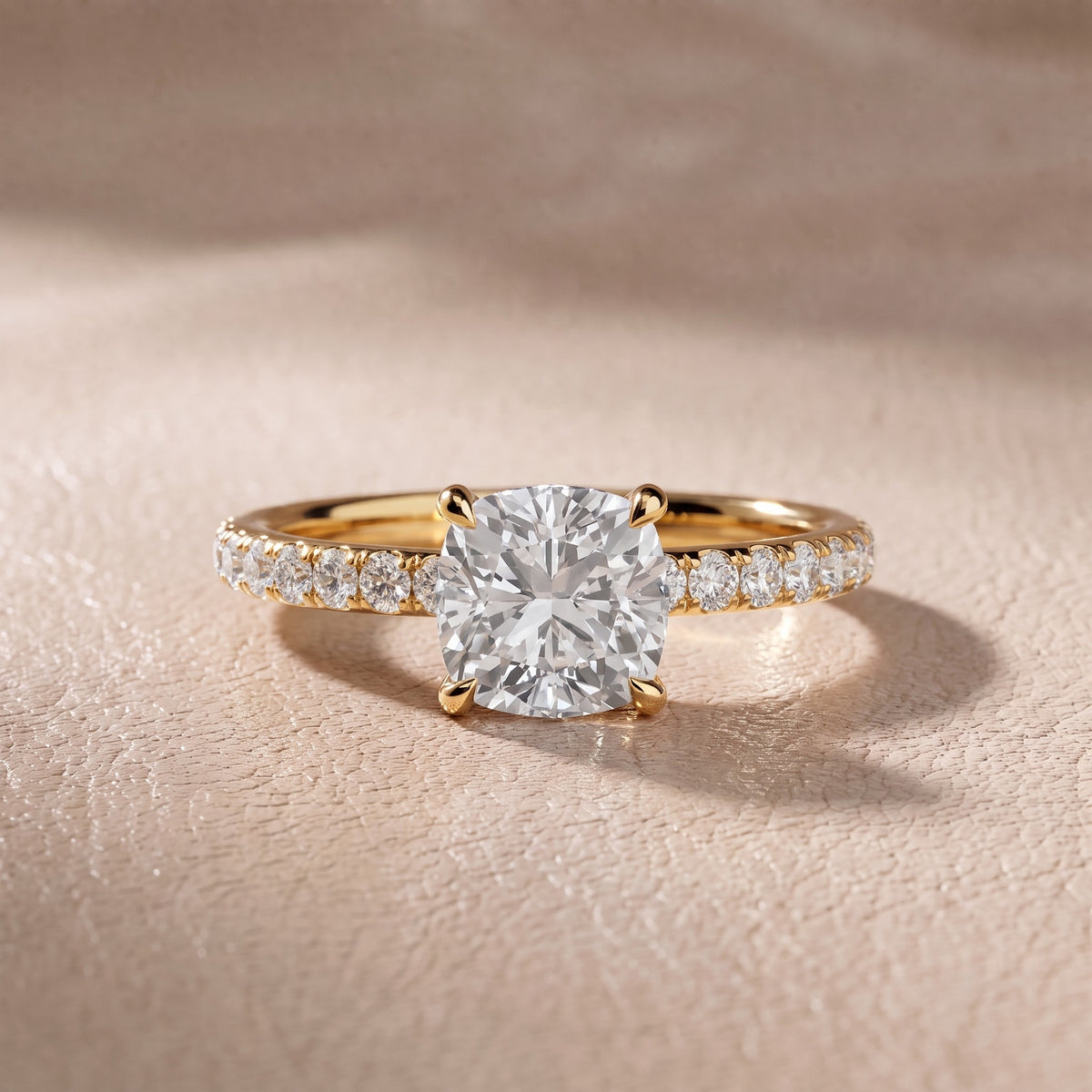 Thea Hidden Halo Pavé Cushion Diamond Engagement Ring in Yellow Gold - front.jpg