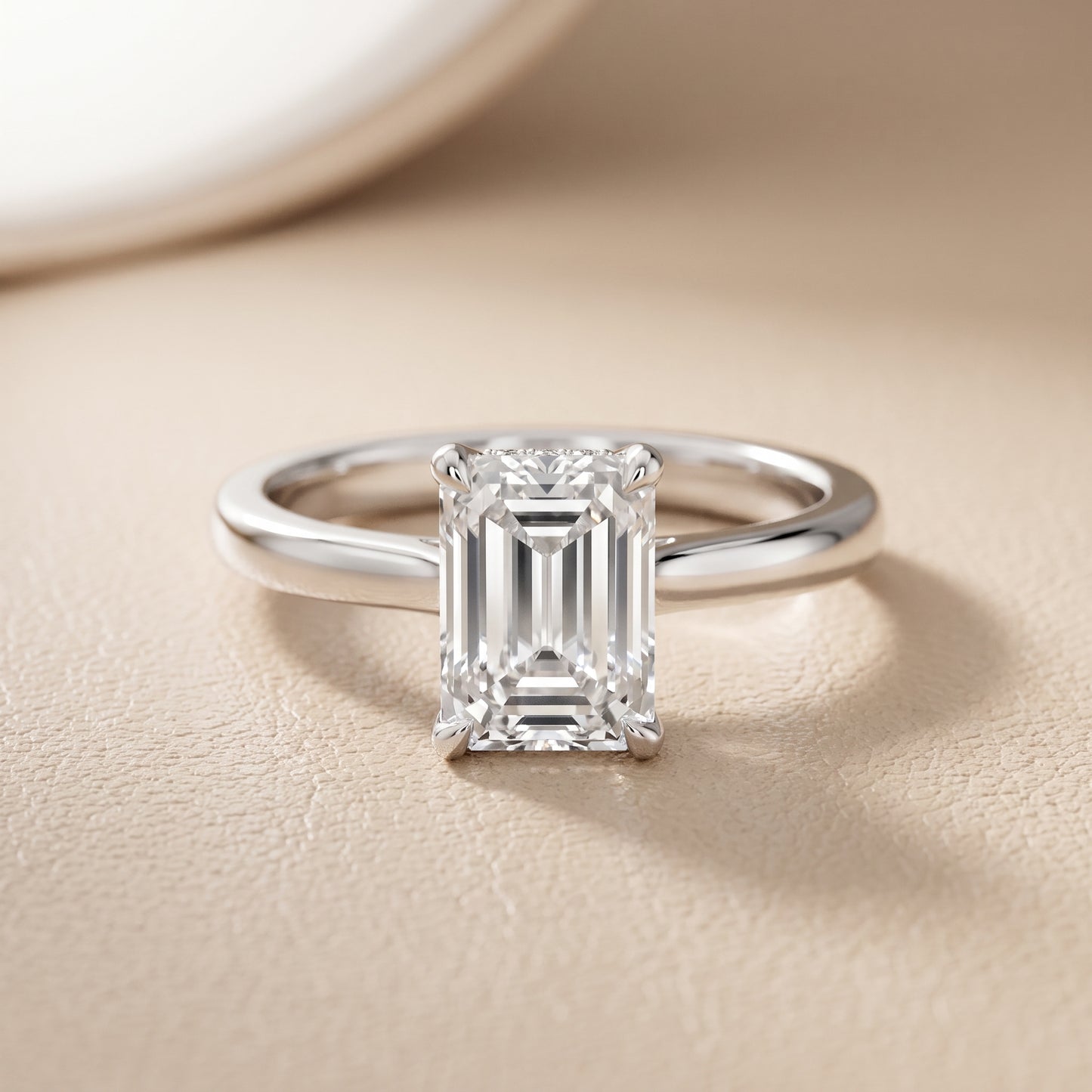 Mena Hidden Halo Emerald Diamond Engagement Ring in Silver - front.jpg