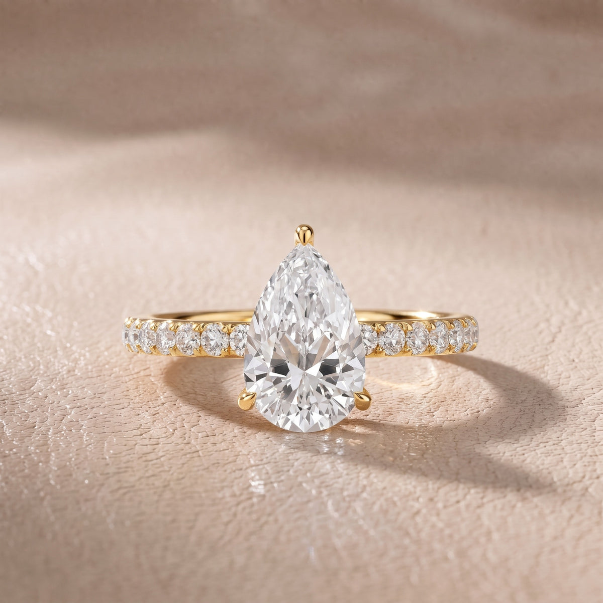 Thea Hidden Halo Pavé Pear Diamond Engagement Ring in Yellow Gold - front.jpg