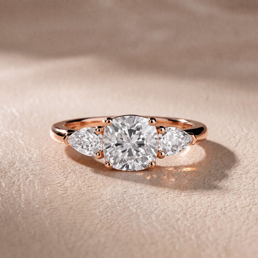 Sophia Three-Stone Cushion Diamond Engagement Ring in Rose Gold - front.jpg