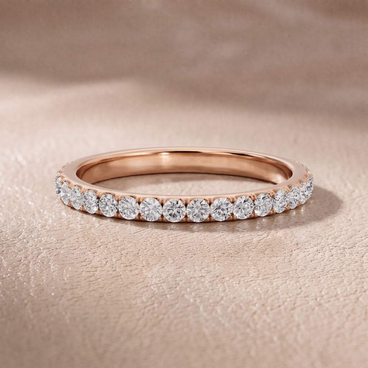 Felicity French Pavé Round Diamond Half Eternity Band in Rose Gold - front.jpg