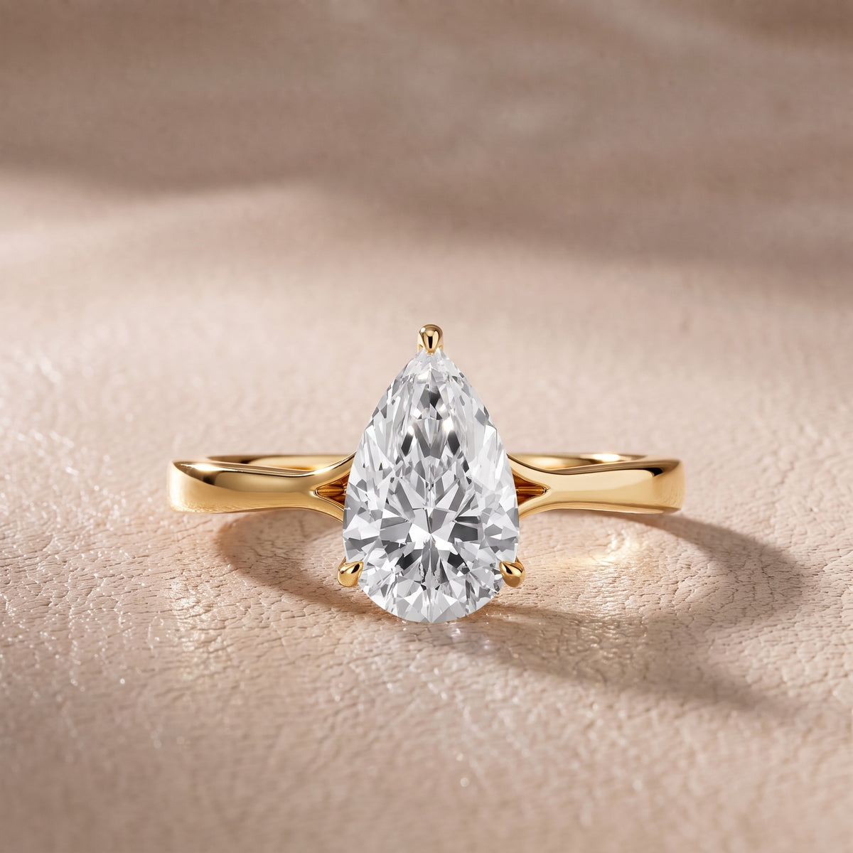 Evangeline Trellis Solitaire Pear Diamond Engagement Ring in Yellow Gold - front.jpg