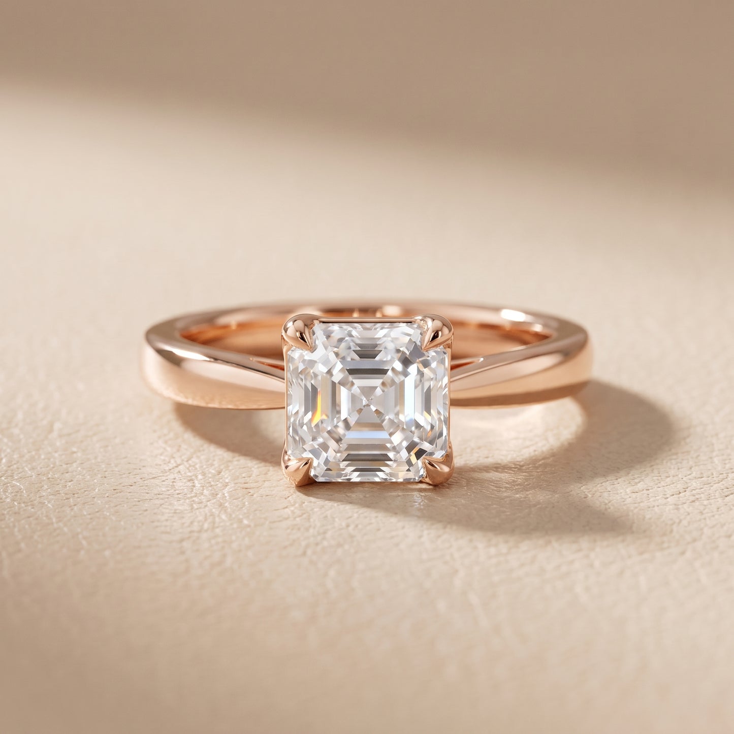 Lucia Solitaire Six-Prong Asscher Diamond Engagement Ring in Rose Gold - front.jpg
