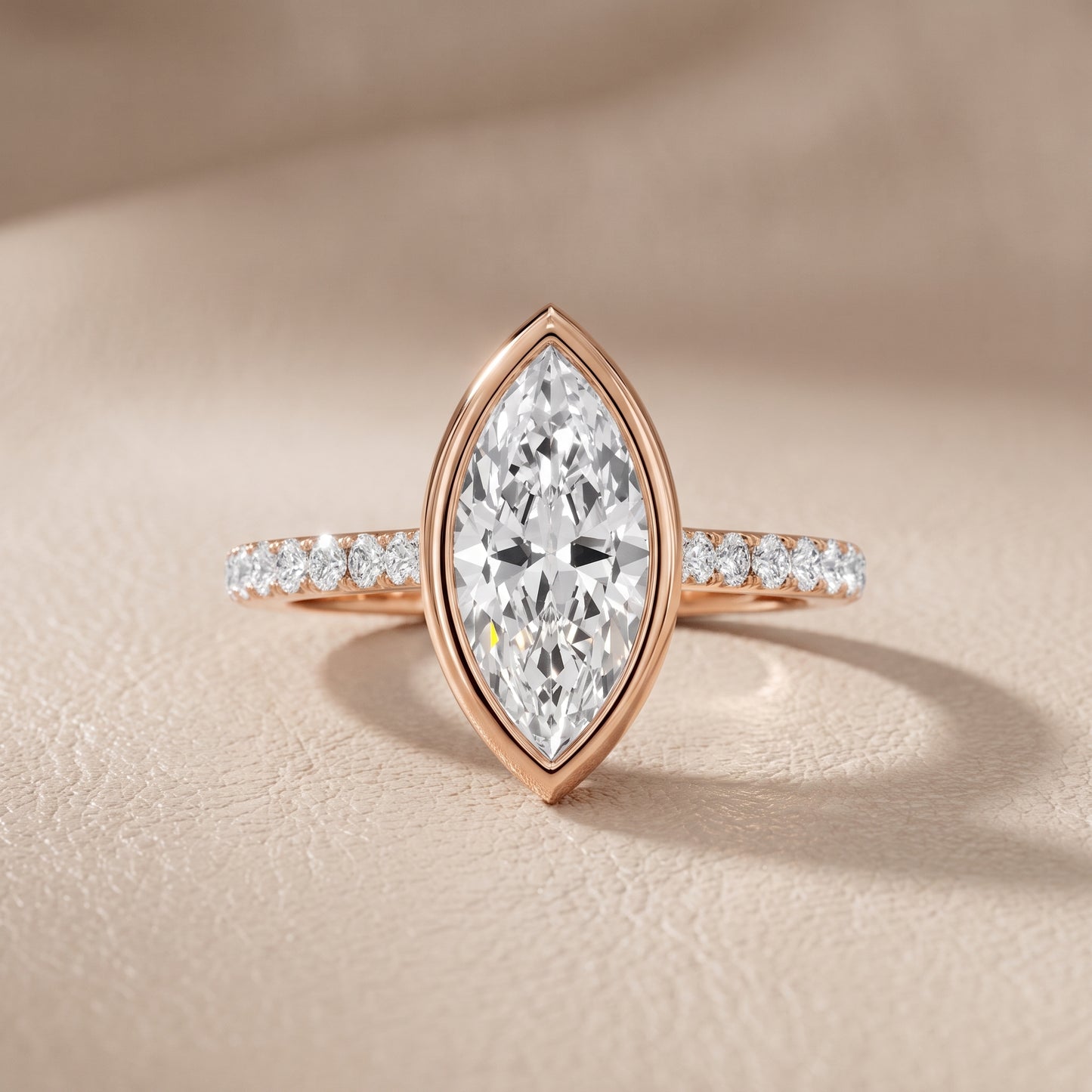Cora Bezel Pavé Marquise Diamond Ring in Rose Gold - front.jpg