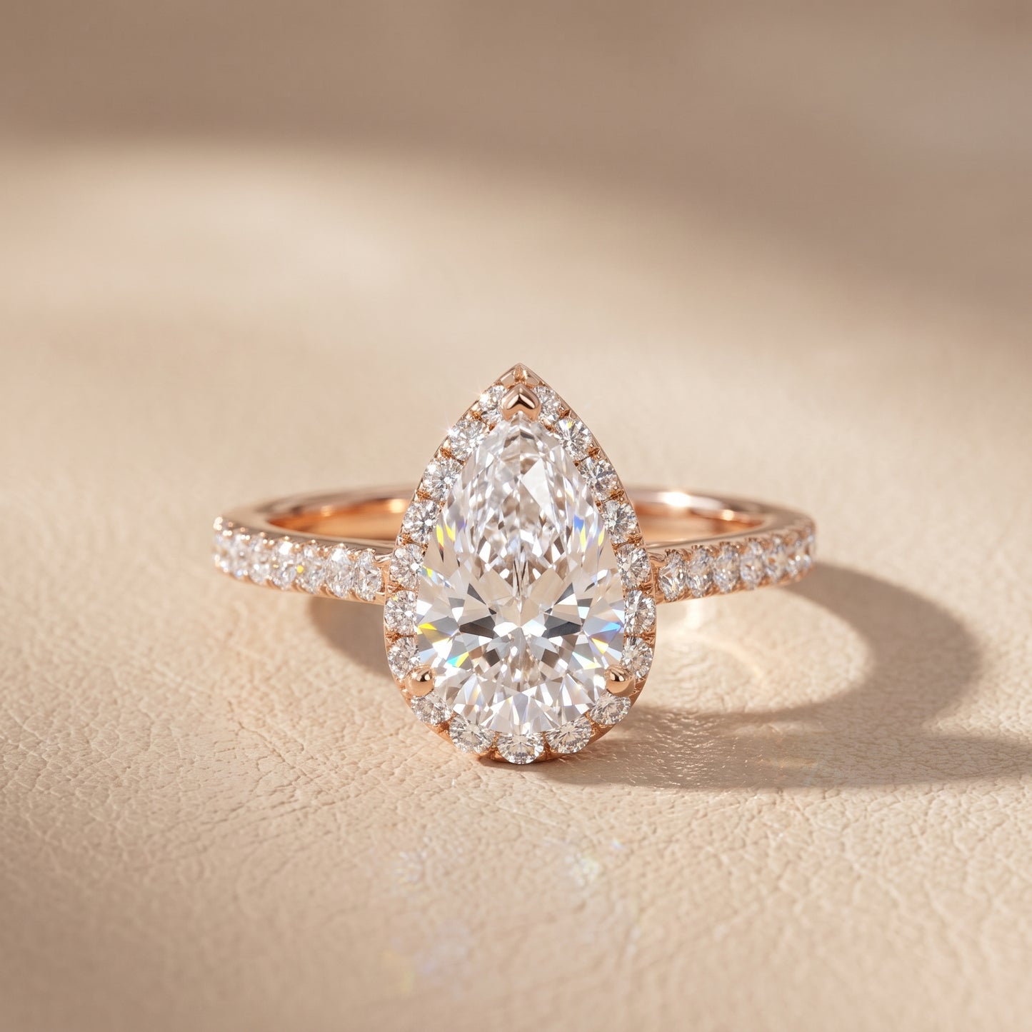 Alma Halo Pavé Pear Diamond Ring in Rose Gold - front.jpg