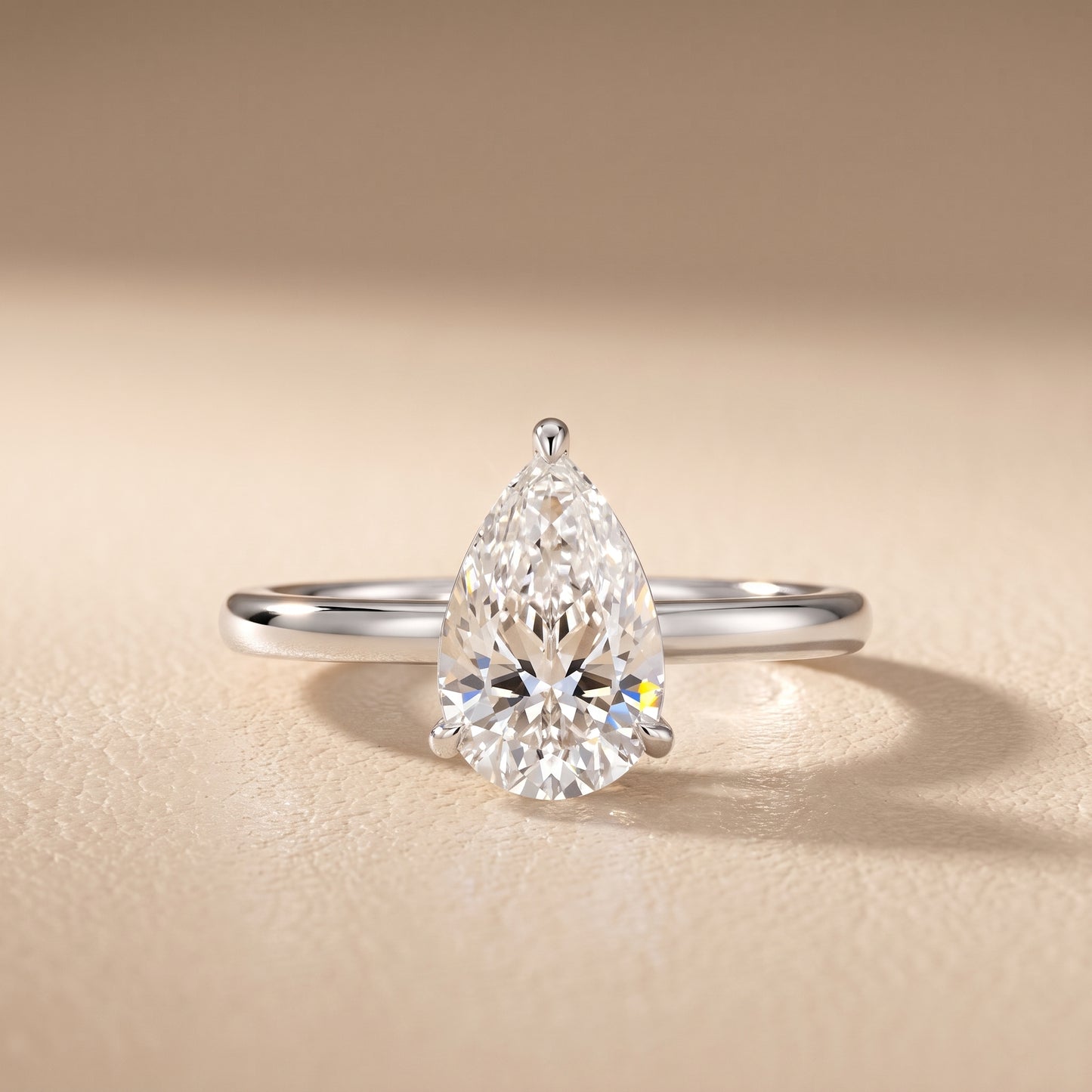 Sadie Cathedral Solitaire Pear Diamond Ring in Silver - front.jpg