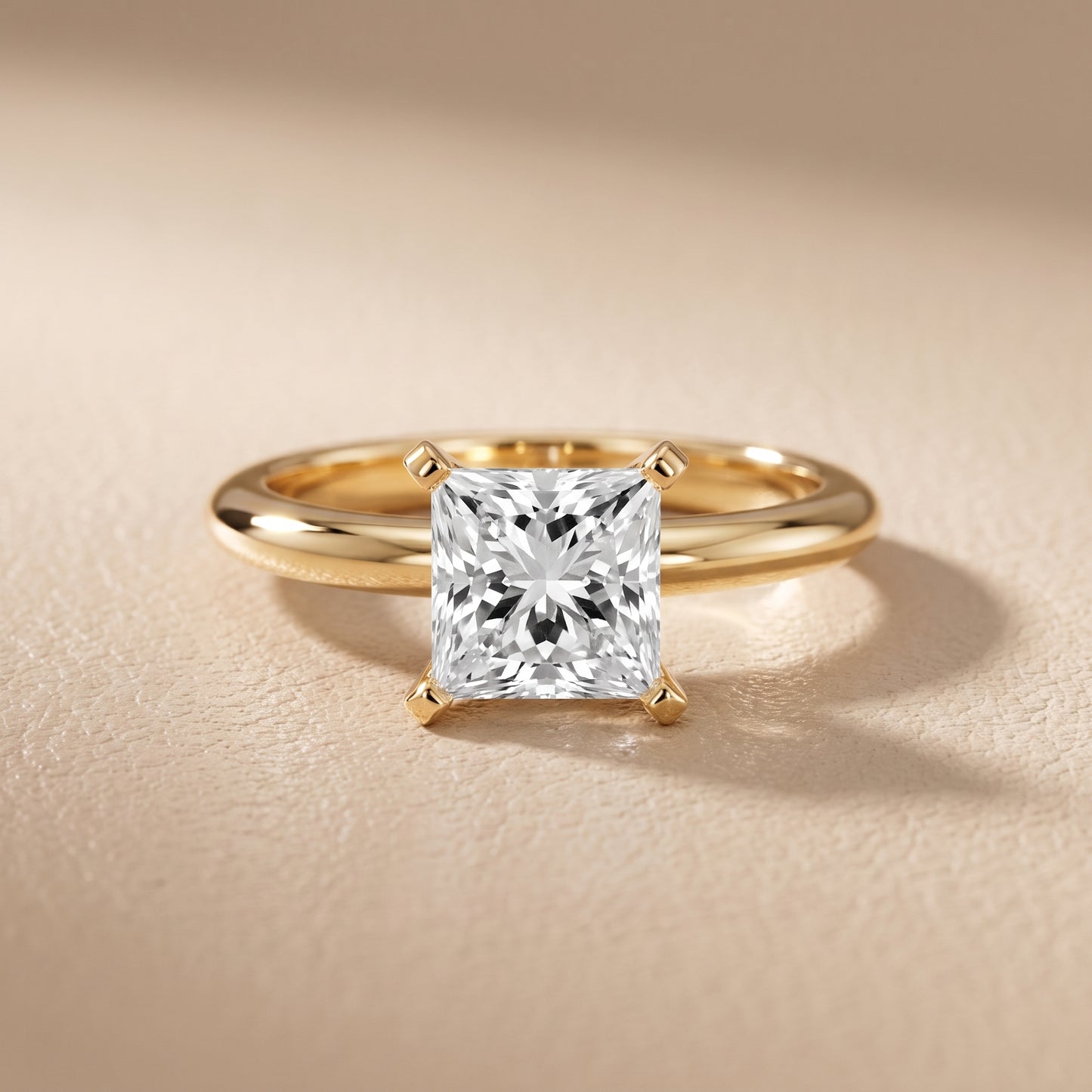 Amira Six-Prong Solitaire Princess Diamond Engagement Ring in Yellow Gold - front.jpg