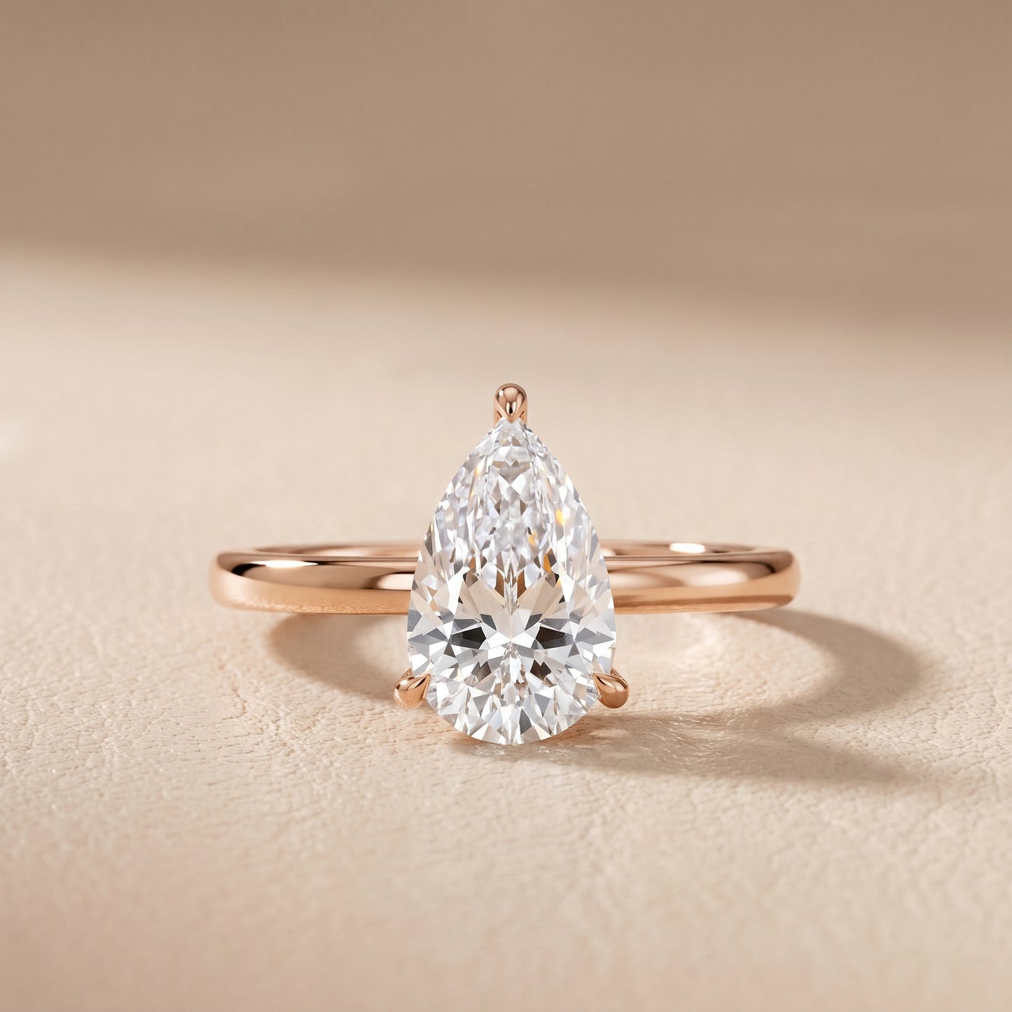 Lyla Petite Solitaire Pear Diamond Engagement Ring in Rose Gold - front.jpg