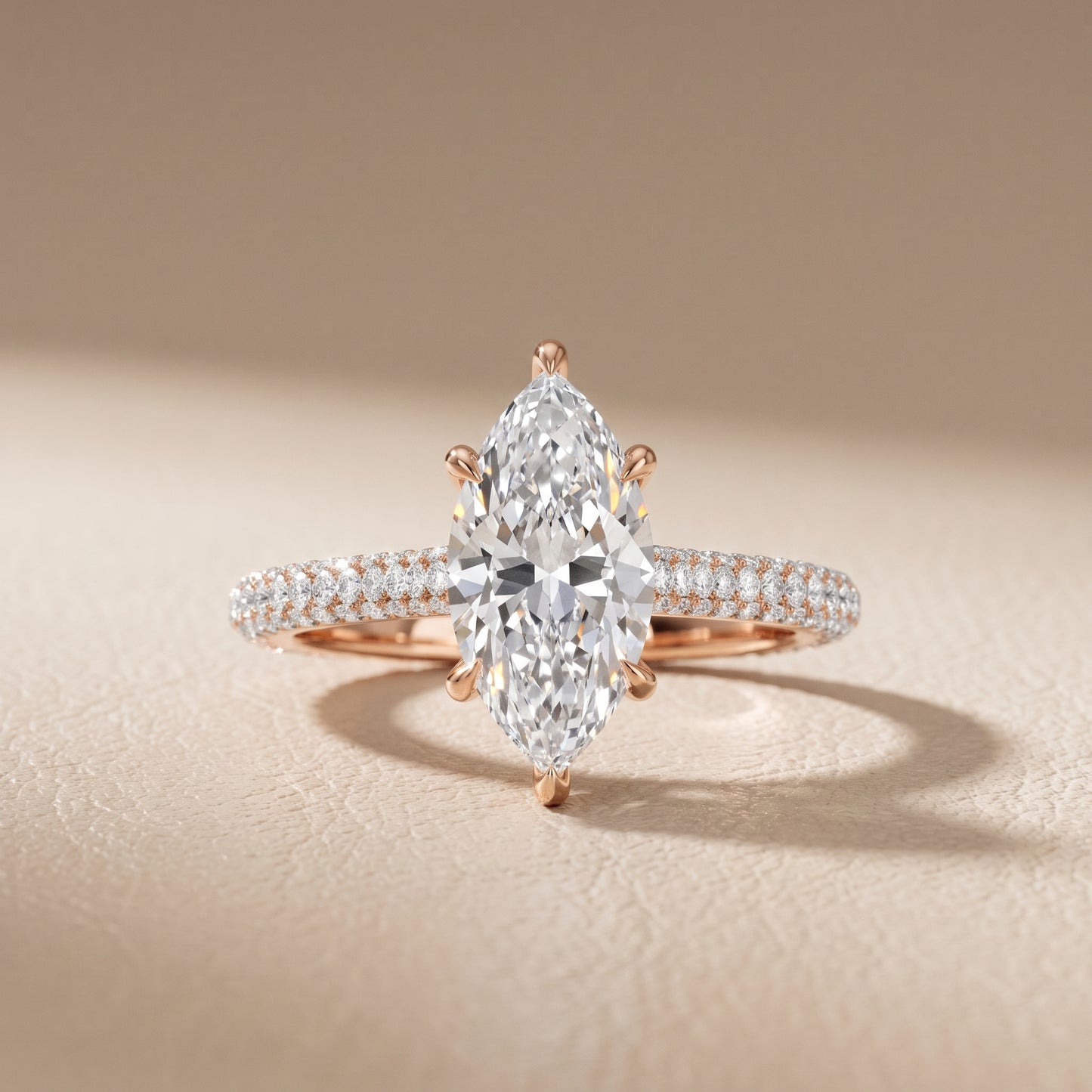 Della Hidden Halo Pavé Marquise Diamond Engagement Ring in Rose Gold - front.jpg