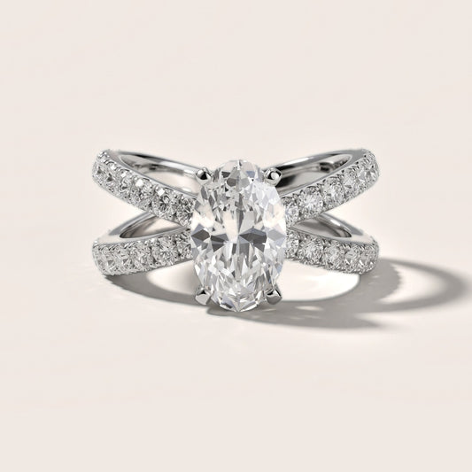 Ilaria Criss Cross Pavé Oval Diamond Engagement Ring in Platinum [studio-20261024]
