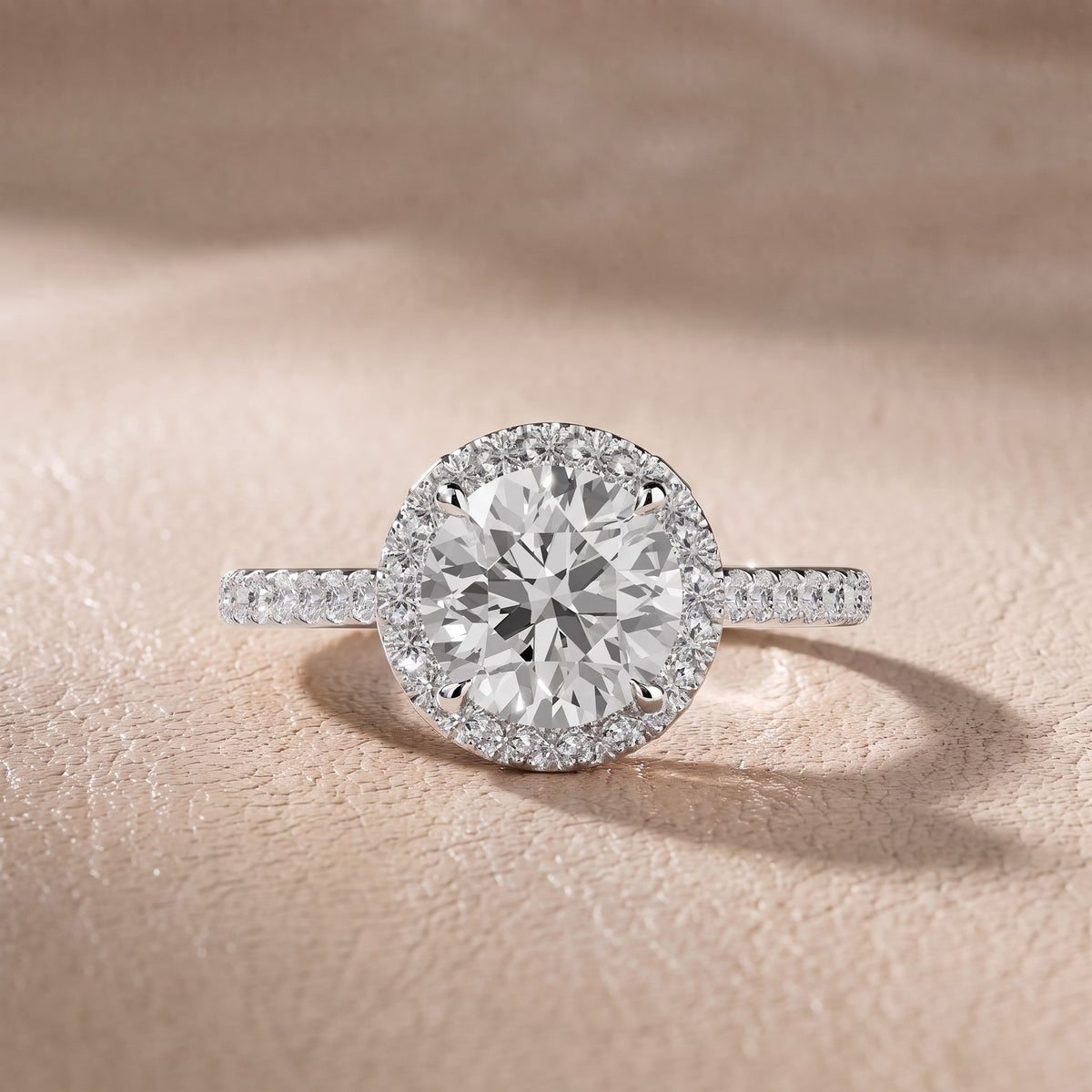 Alma Halo Pavé Round Diamond Engagement Ring in Silver - front.jpg