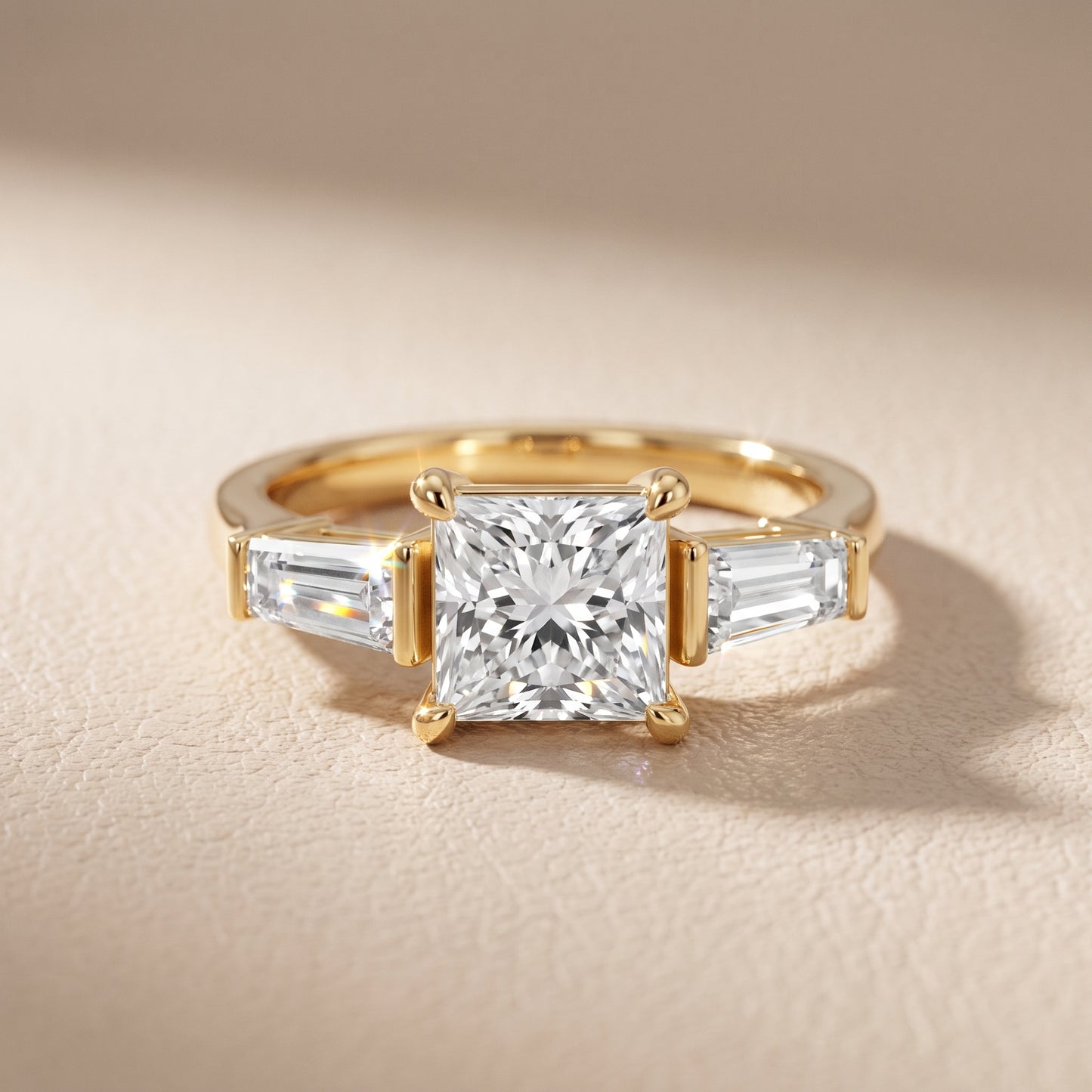 Layla Tapered Baguette Princess Diamond Ring in Yellow Gold - front.jpg
