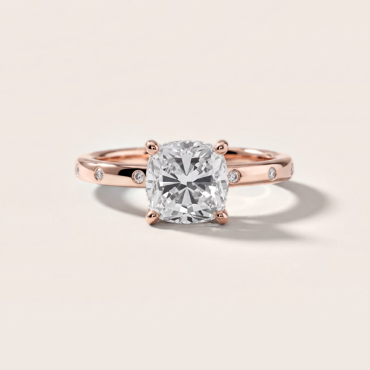 Dulcie Flush-Set Cushion Diamond Engagement Ring in Rose Gold - front.jpg