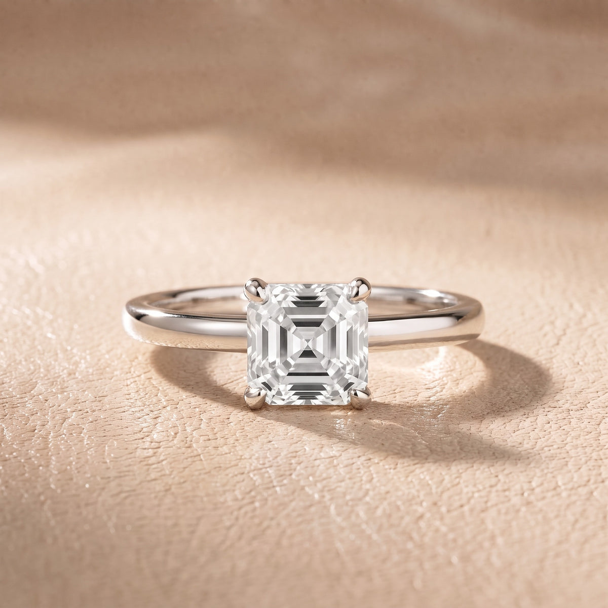 Charlotte Charm Solitaire Asscher Diamond Engagement Ring in Platinum - front.jpg