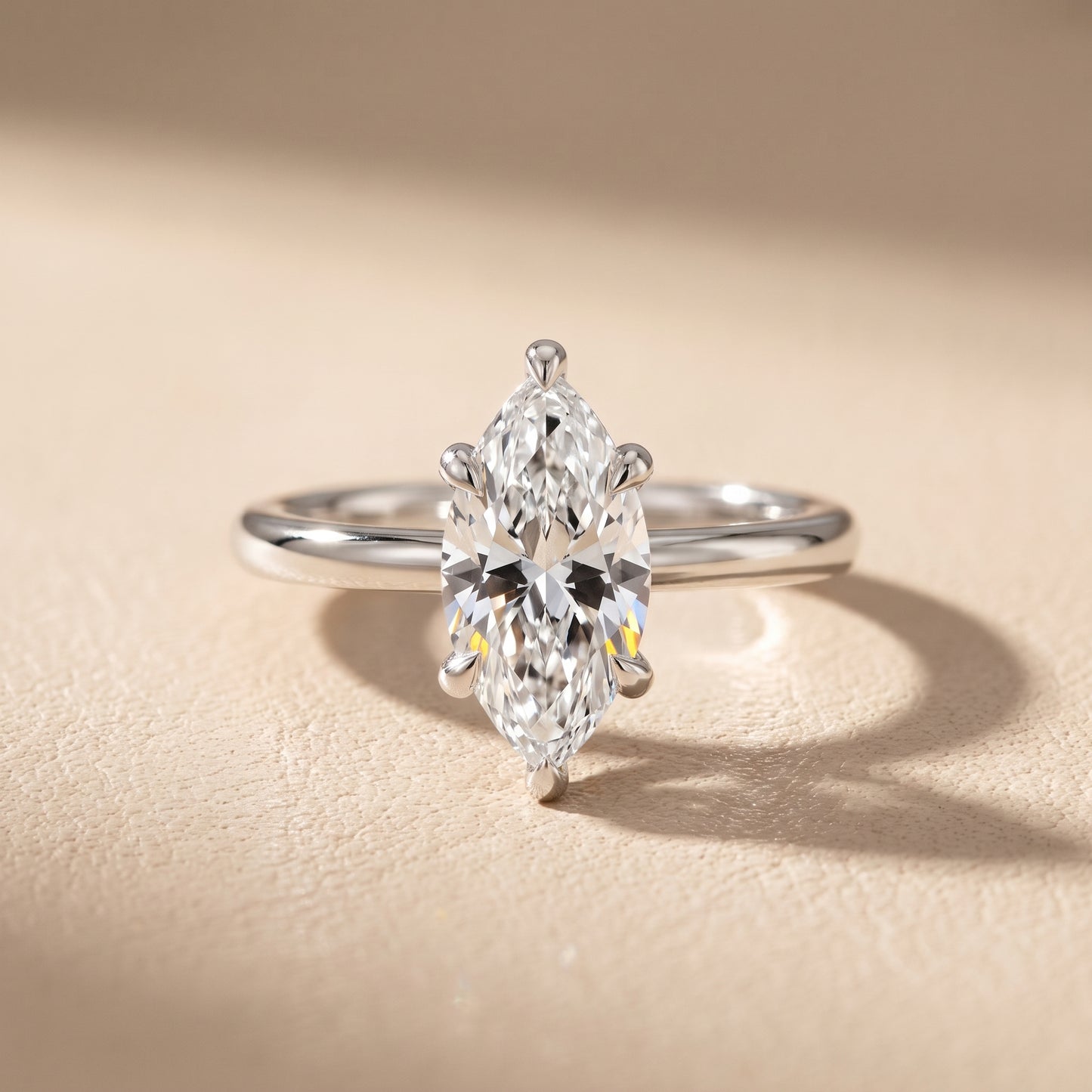 Nella Petite Solitaire Marquise Diamond Engagement Ring in White Gold - front.jpg