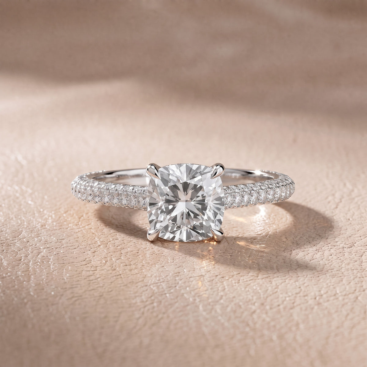 Elisa Hidden Halo Pavé Cushion Diamond Engagement Ring in Platinum - front.jpg