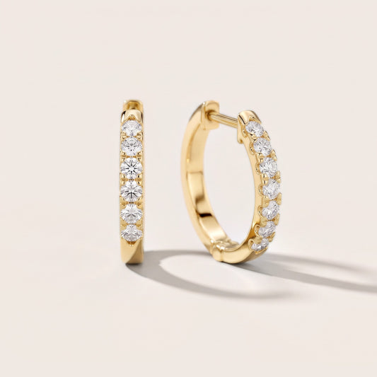 Classic Brilliant Round Diamond Hoop Earrings in Yellow Gold [studio-20261024]