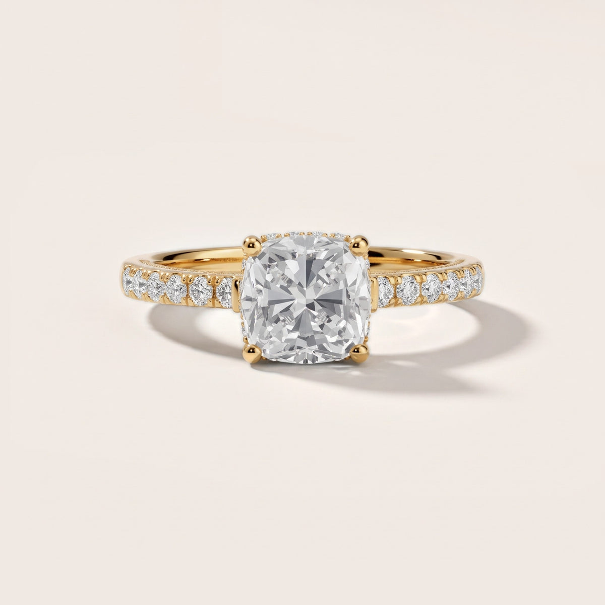 Rialto Hidden Halo Milgrain Cushion Diamond Engagement Ring in Yellow Gold - front.jpg