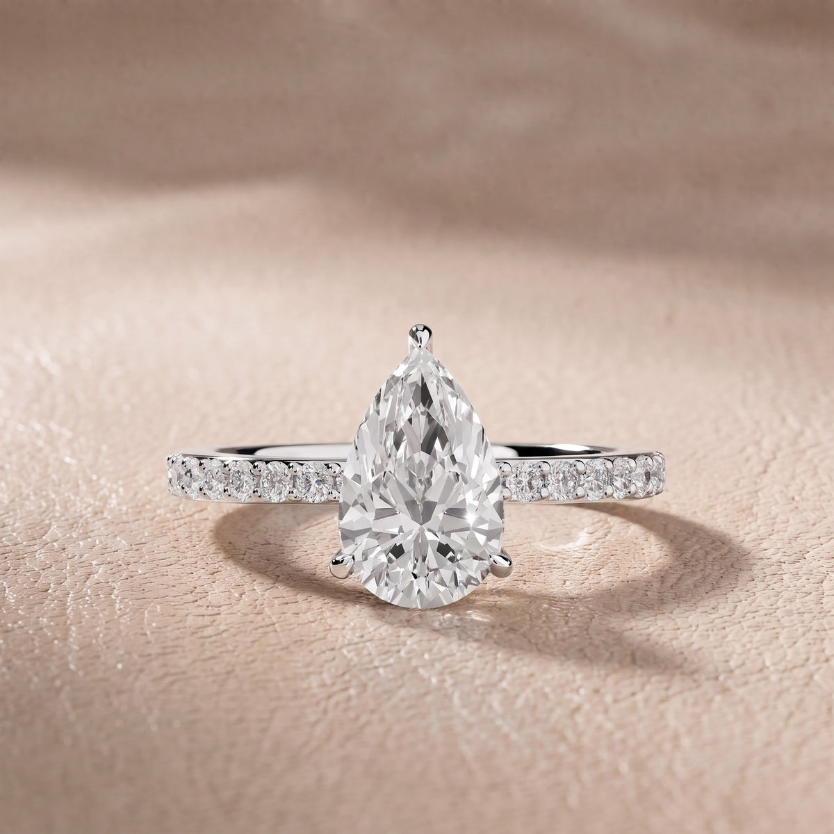 Annabel Pavé Solitaire Pear Diamond Engagement Ring in Platinum - front.jpg