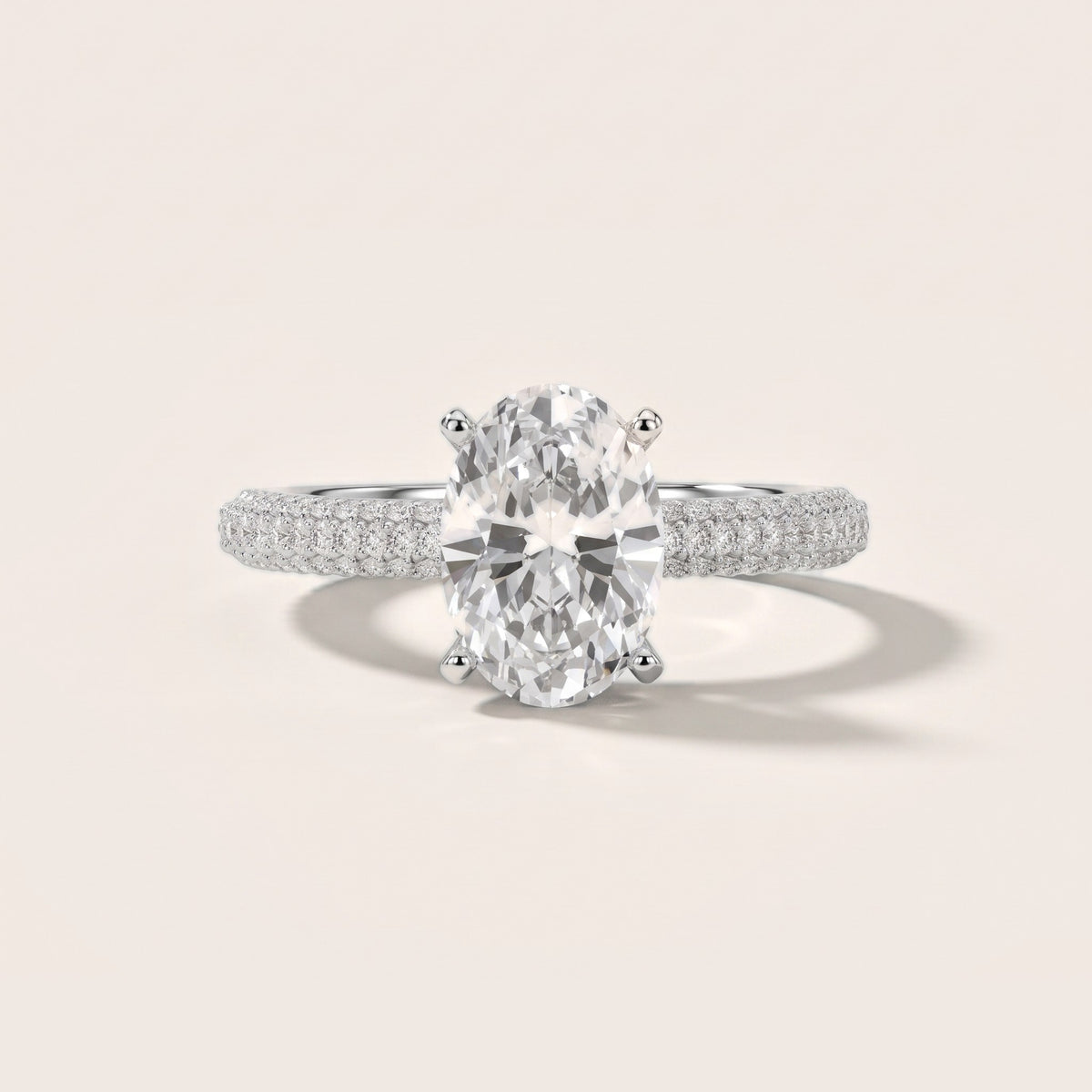 Kaitlin Micropavé Dome Oval Diamond Engagement Ring in Silver - front.jpg