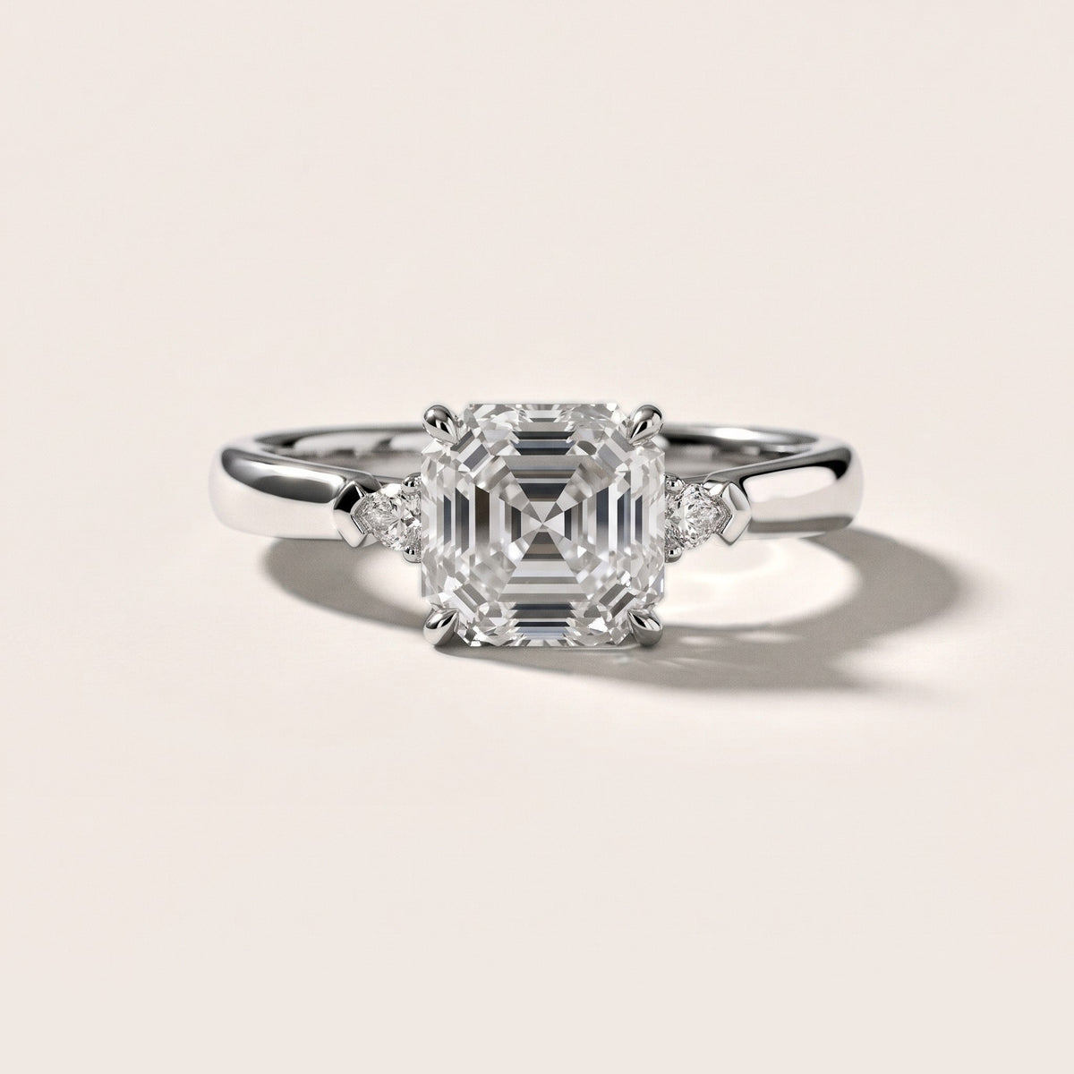 Dahlia Three-Stone Cathedral Asscher Diamond Engagement Ring in Silver - front.jpg