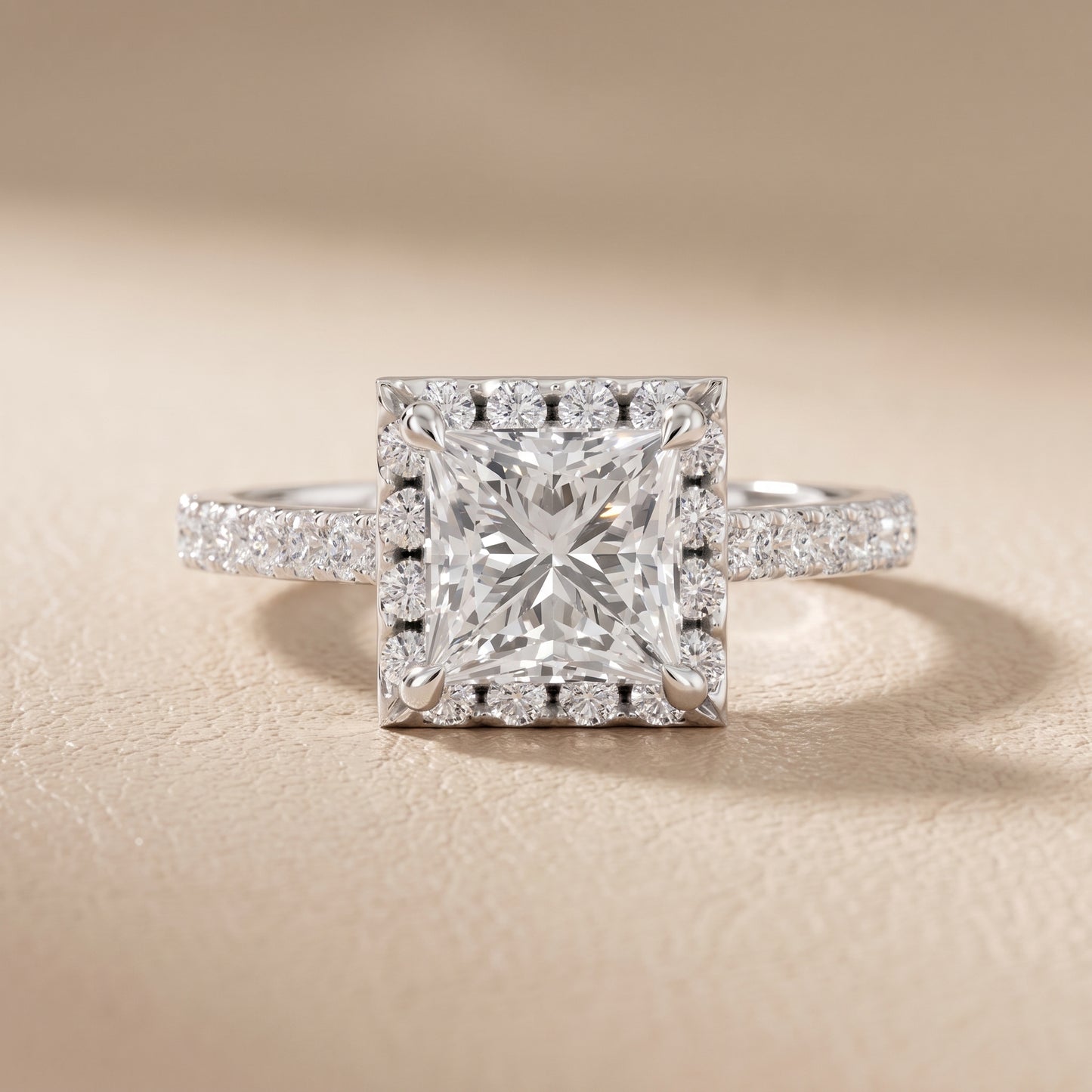 Amara Halo Claw Prong Princess Diamond Ring in White Gold - front.jpg