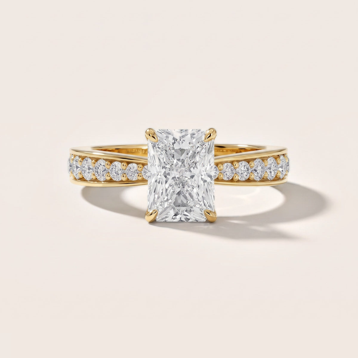 Riley Cathedral Pavé Radiant Diamond Engagement Ring in Yellow Gold - front.jpg