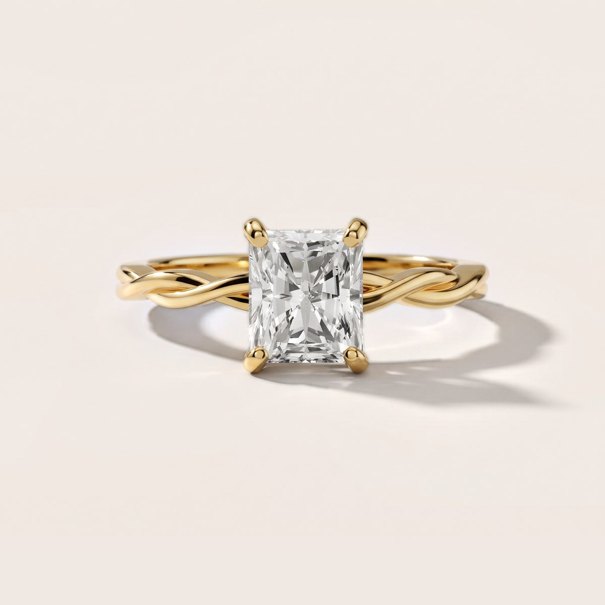 Iris Twist Radiant Diamond Engagement Ring in Yellow Gold