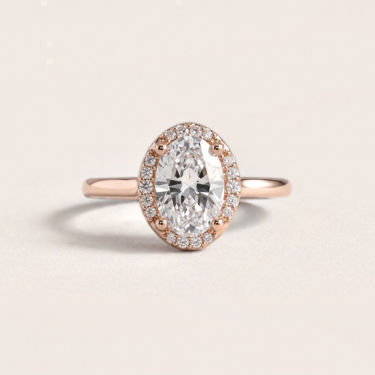 Elgin Halo Micropavé Oval Diamond Engagement Ring in Rose Gold - front.jpg