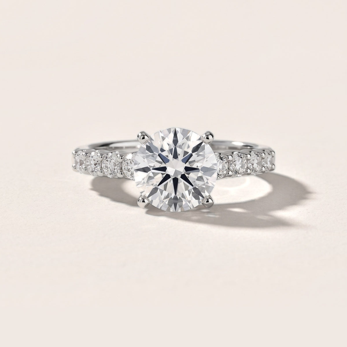 Augusta Graduated Pavé Round Diamond Engagement Ring in Silver - front.jpg