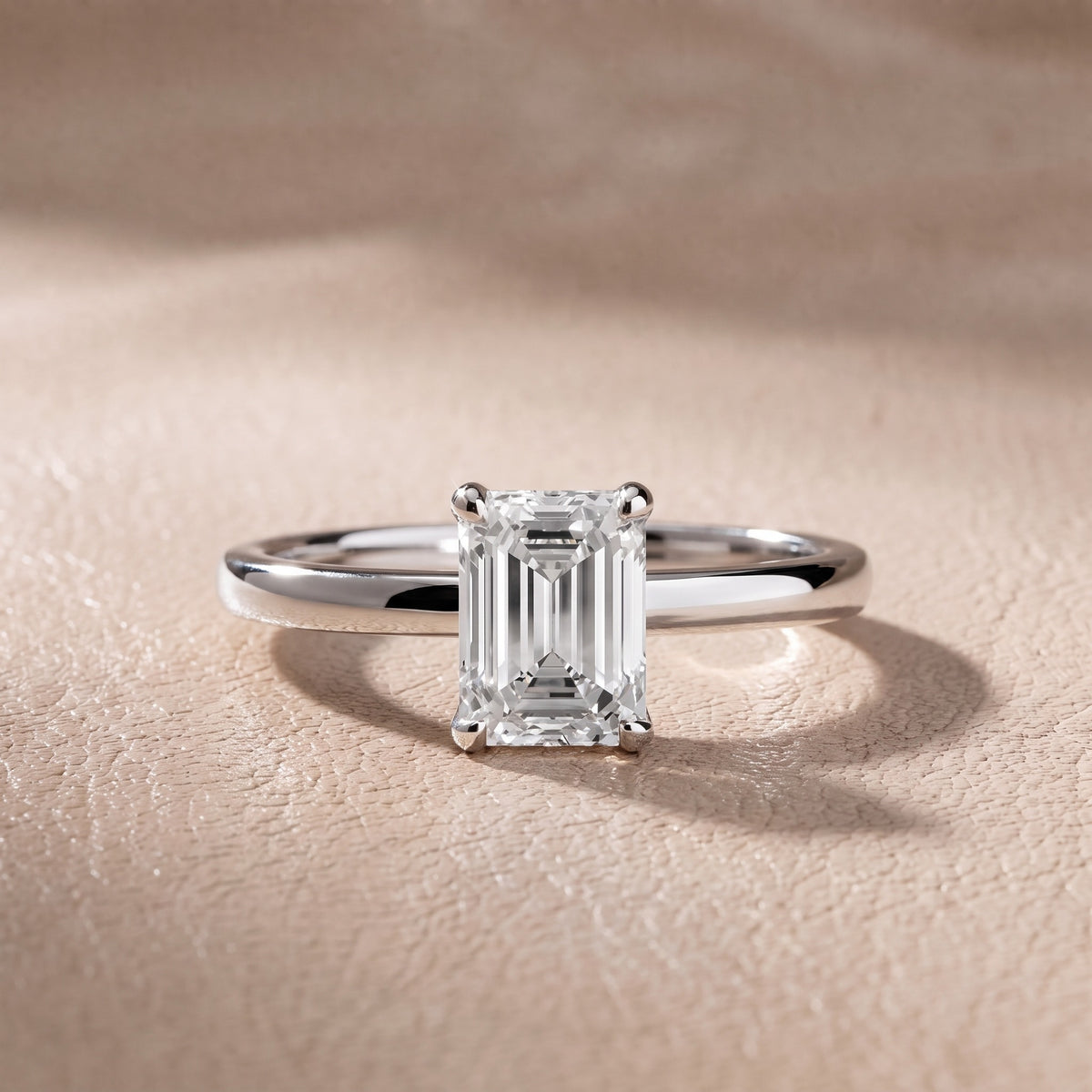 Charlotte Charm Solitaire Emerald Diamond Engagement Ring in Silver - front.jpg