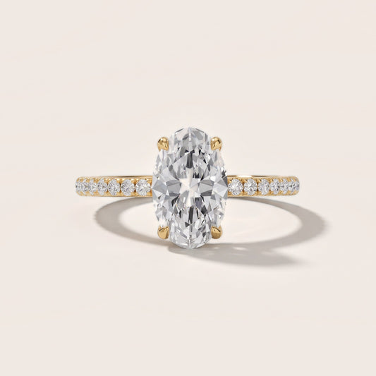 Olivia Solitaire Pavé Oval Diamond Engagement Ring in Yellow Gold