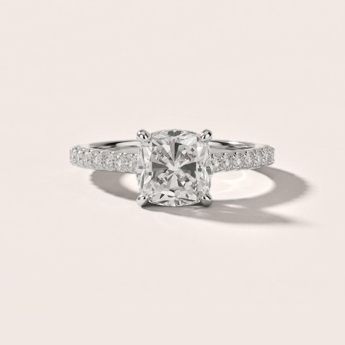Octavia Cathedral Pavé Cushion Diamond Engagement Ring in White Gold - front.jpg