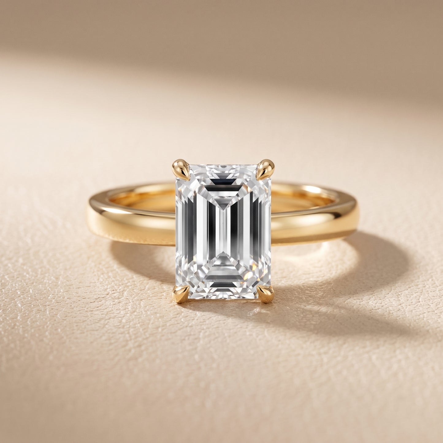 Veda Split Shank Pavé Emerald Diamond Engagement Ring in Yellow Gold - front.jpg