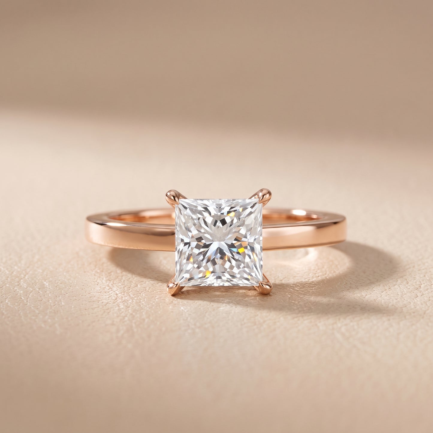 Kaia Solitaire Princess Diamond Ring in Rose Gold - front.jpg