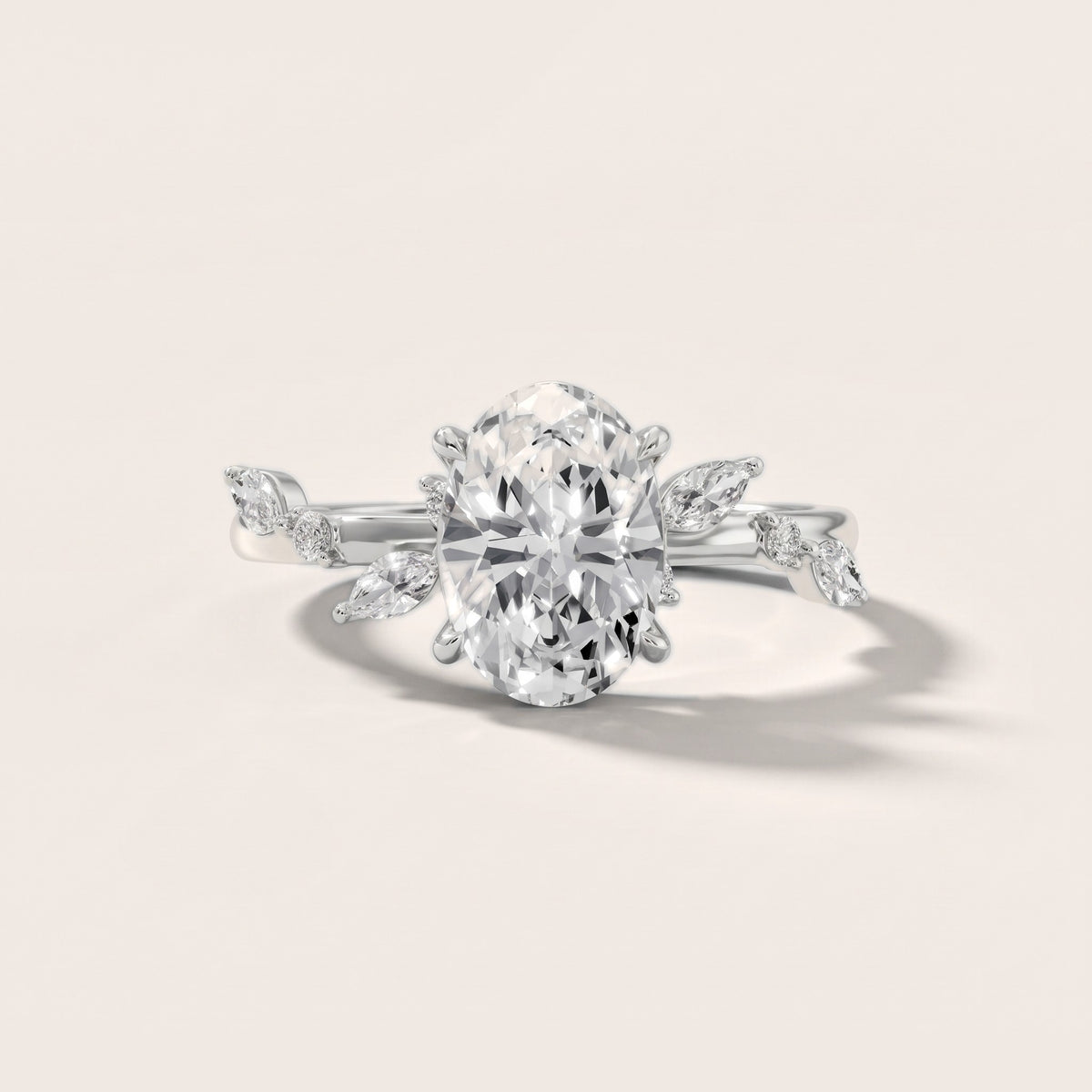 Vivian Leaf Oval Diamond Engagement Ring in White Gold - front.jpg