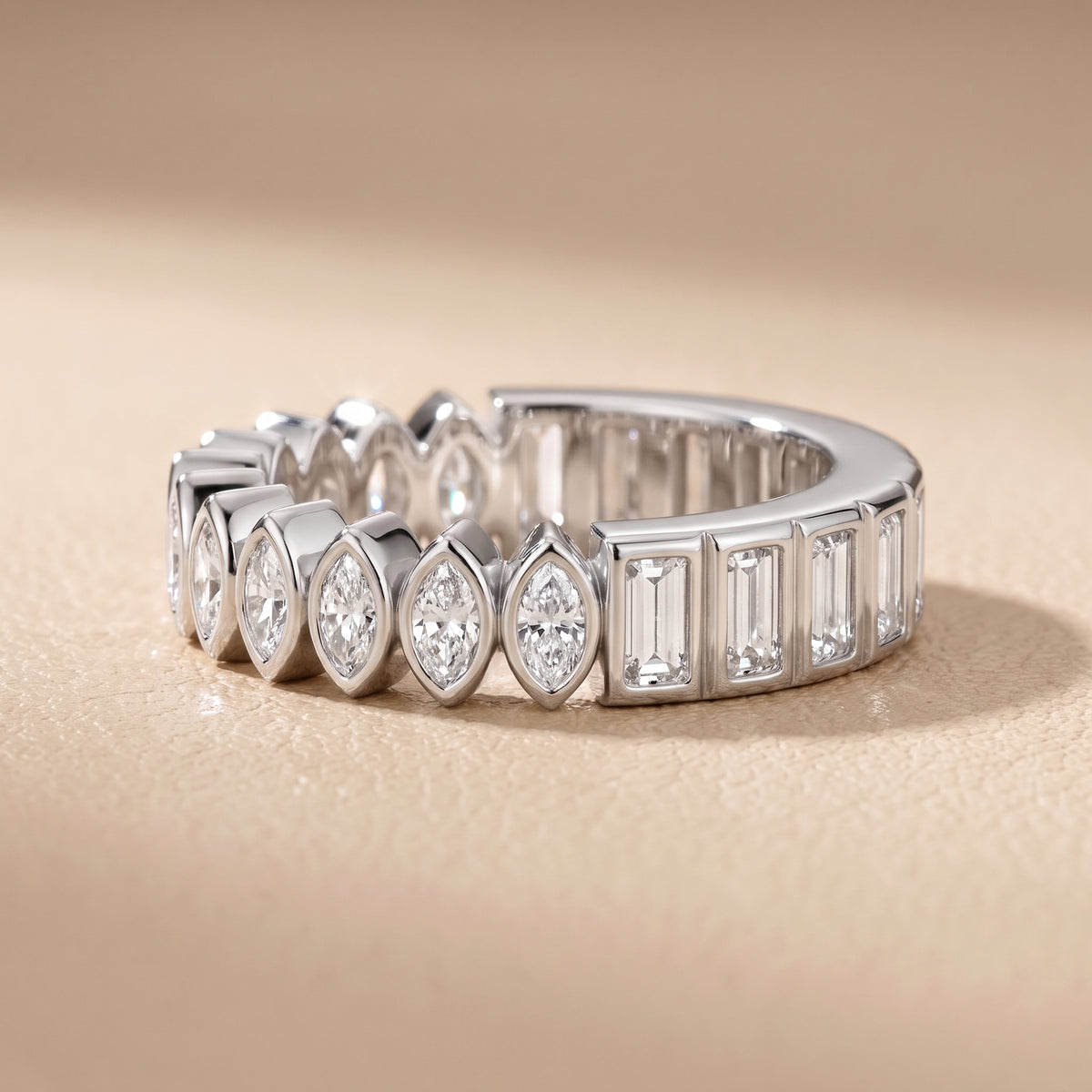 Pilar Bezel Marquise & Baguette Diamond Eternity Band in Platinum - front.jpg