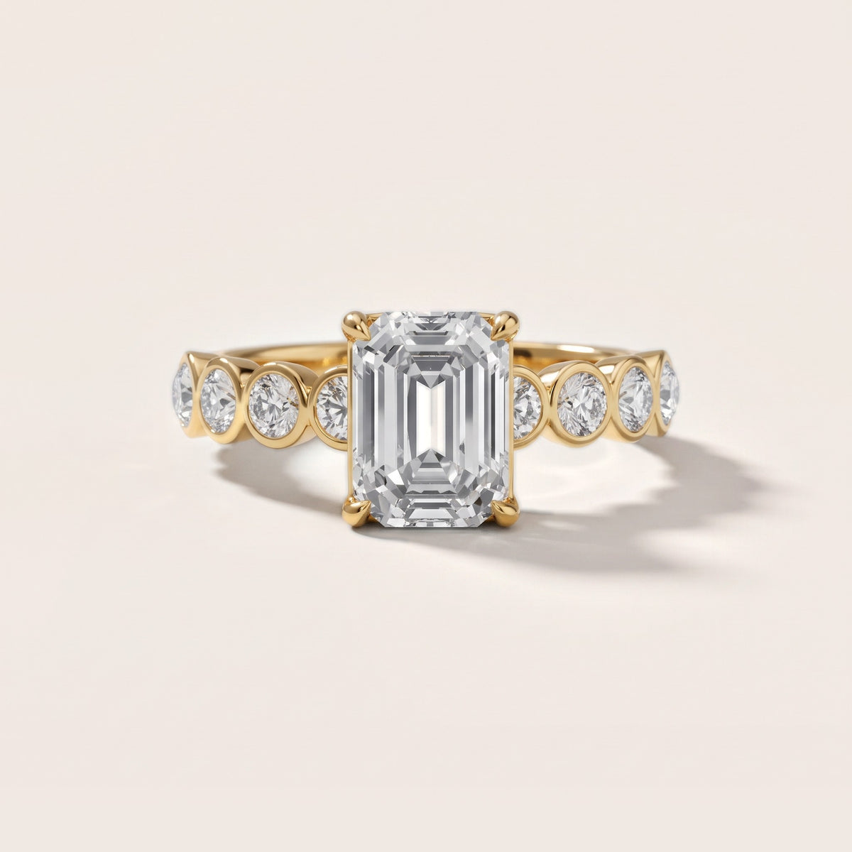 Edie Beaded Bezel Emerald Diamond Engagement Ring in Yellow Gold - front.jpg