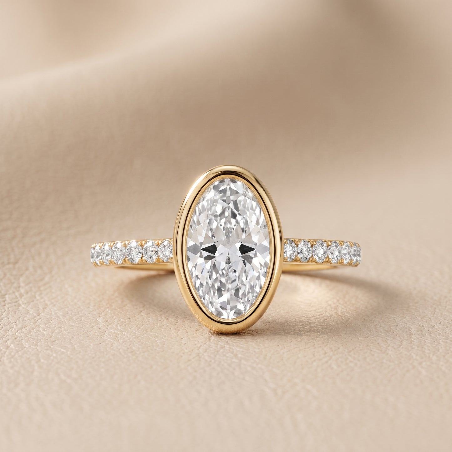Cora Bezel Pavé Oval Diamond Ring in Yellow Gold - front.jpg
