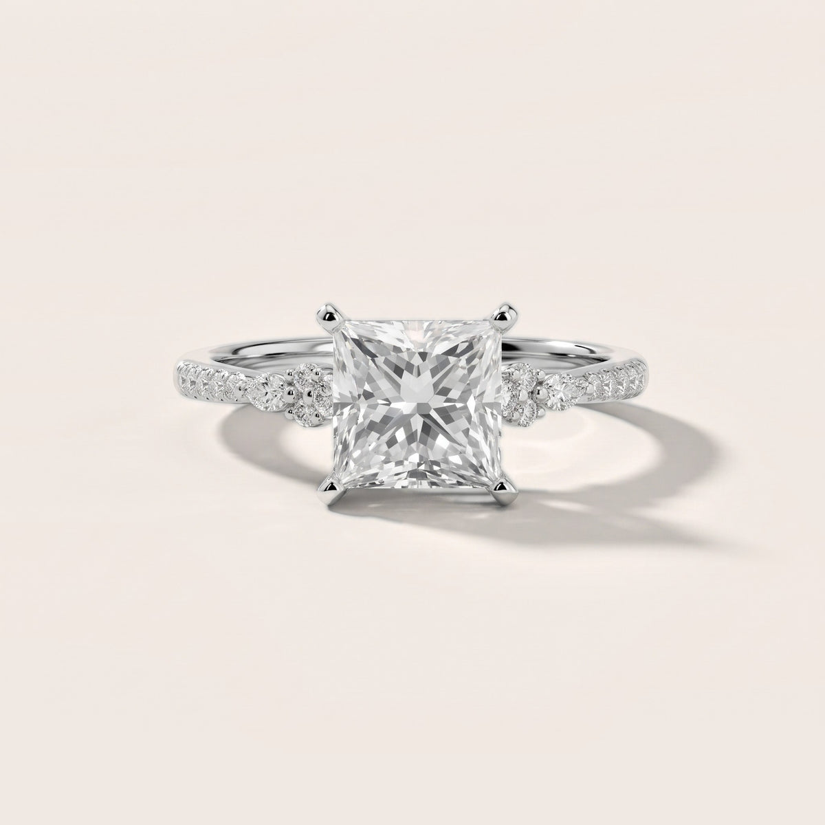 Reina Pavé Cluster Princess Diamond Engagement Ring in White Gold - front.jpg