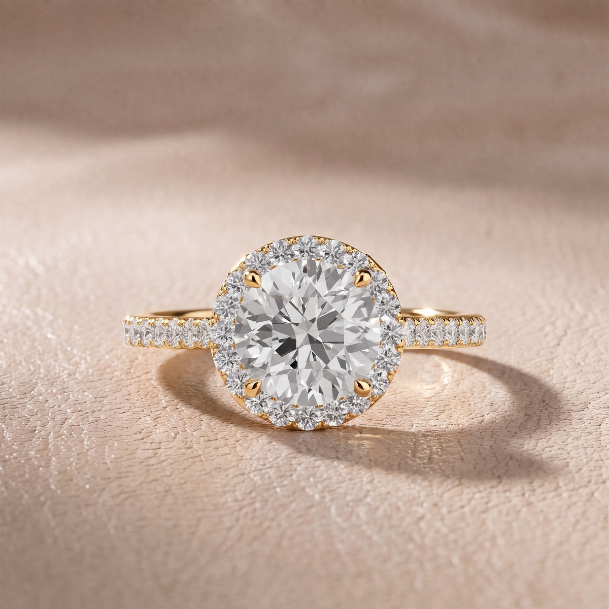 Alma Halo Pavé Round Diamond Engagement Ring in Yellow Gold - front.jpg