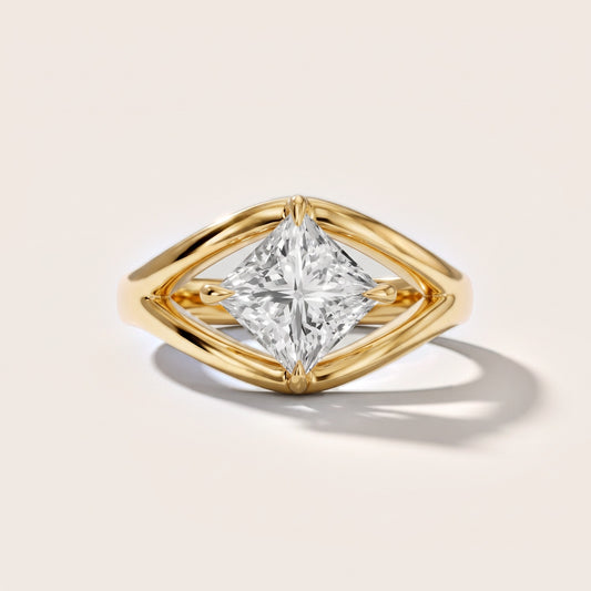 Madeleine Split Shank Princess Diamond Engagement Ring in Yellow Gold