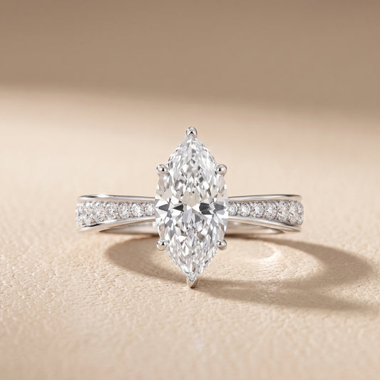 Rhea Sidestone Pavé Marquise Diamond Engagement Ring in White Gold - front.jpg