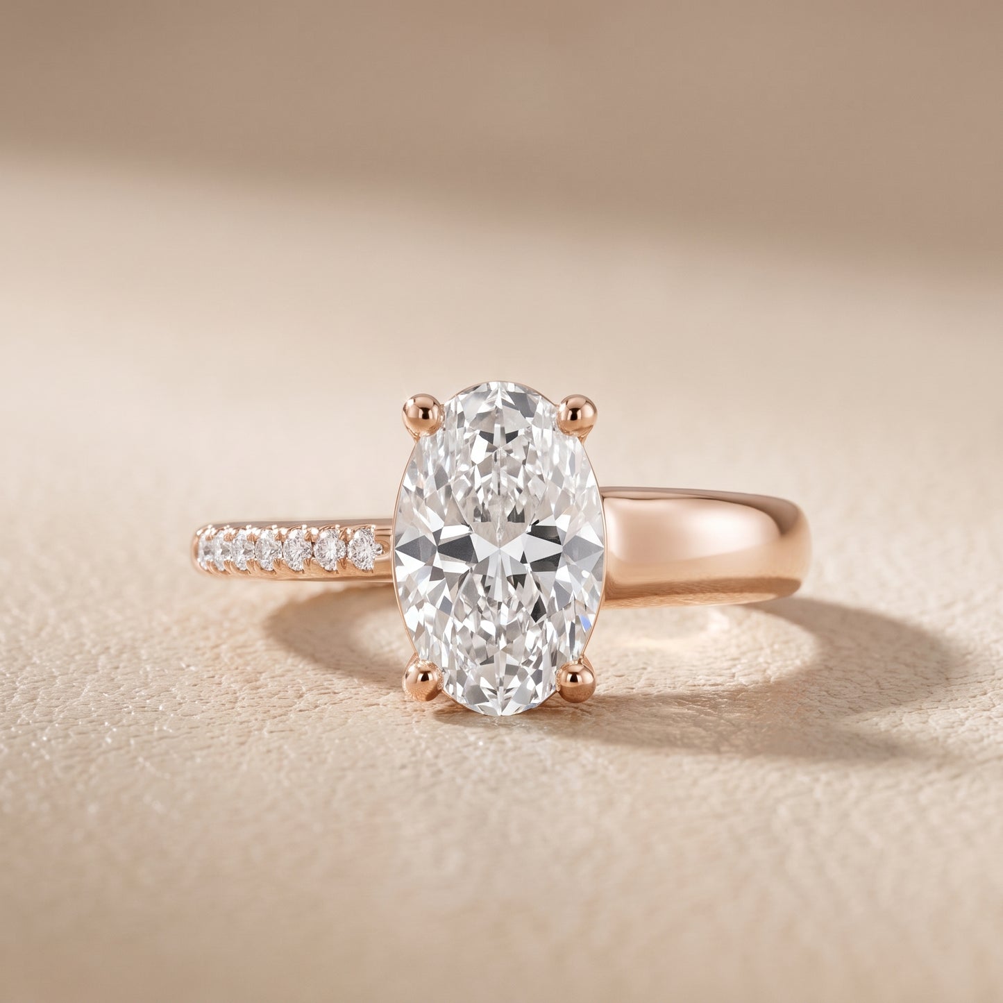 Rosie Solitaire Basket Oval Diamond Engagement Ring in Rose Gold - front.jpg