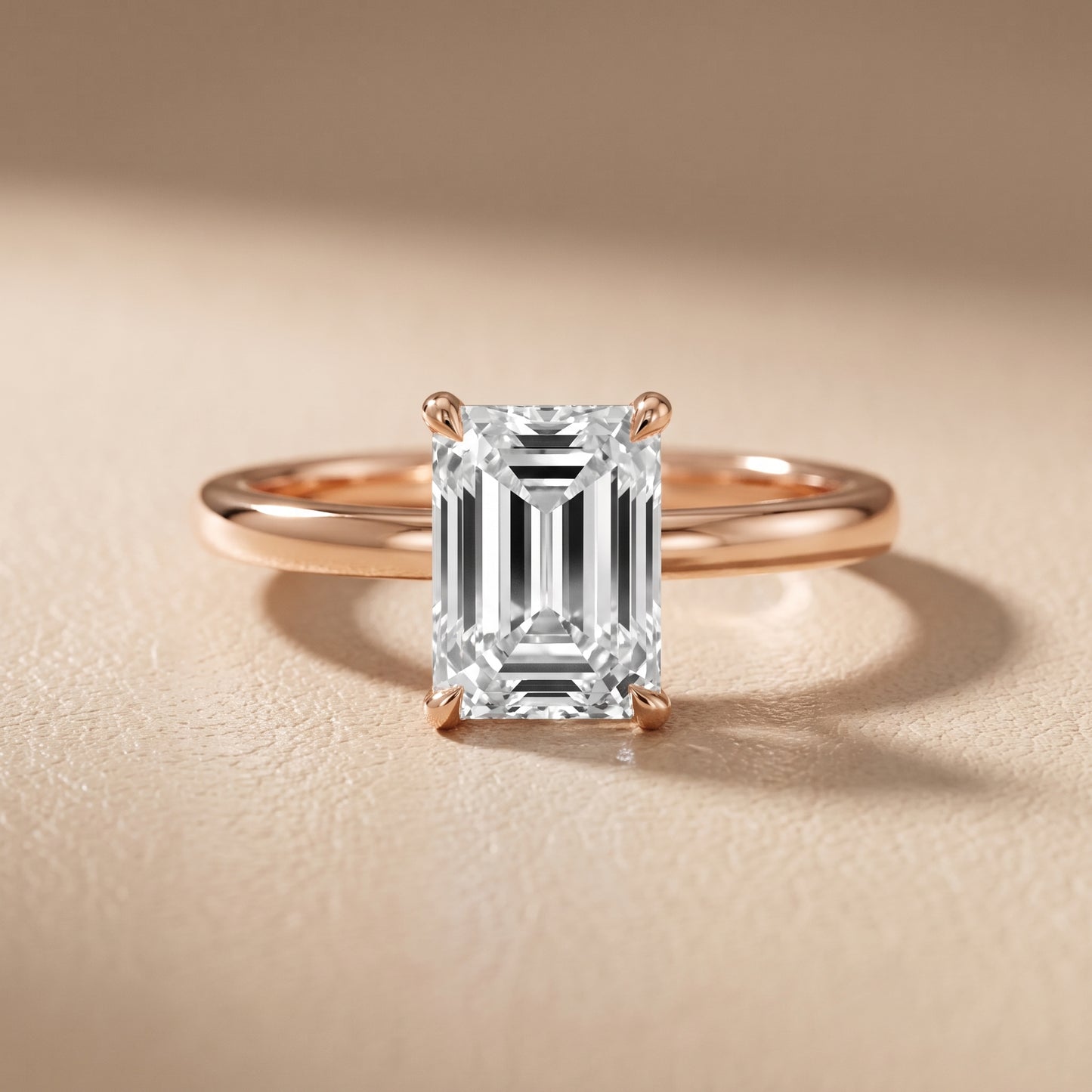 Lyla Petite Solitaire Emerald Diamond Engagement Ring in Rose Gold - front.jpg