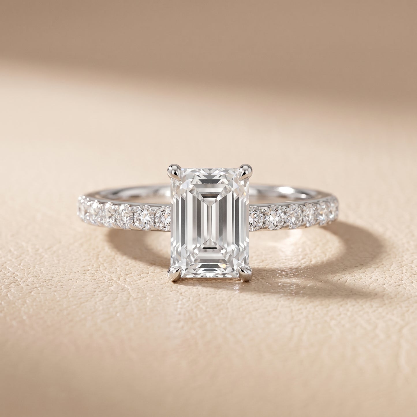 Thea Hidden Halo Pavé Emerald Diamond Engagement Ring in White Gold - front.jpg