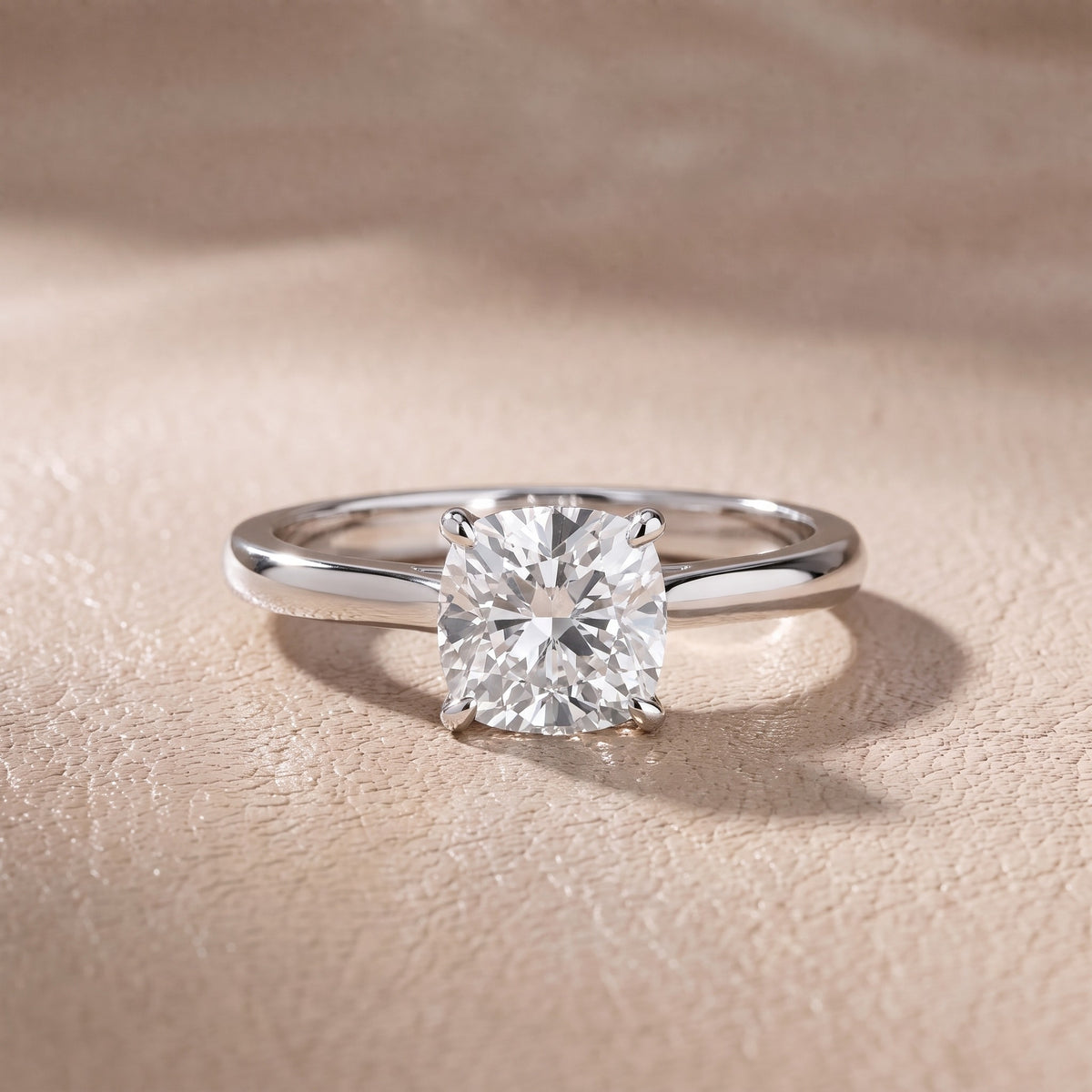 Kalia Knife Edge Solitaire Cushion Diamond Engagement Ring in Platinum - front.jpg