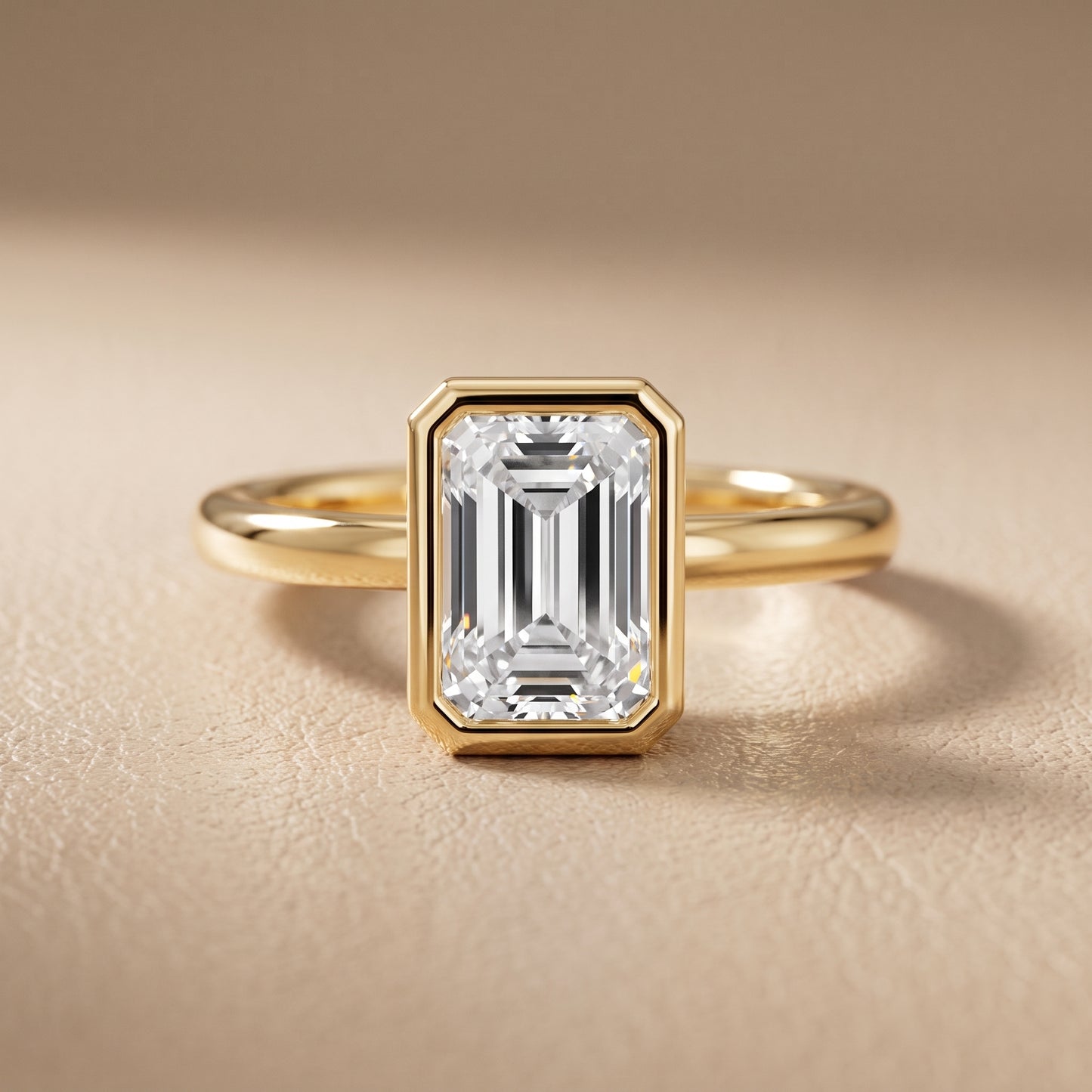 Maeve Bezel Solitaire Emerald Diamond Ring in Yellow Gold - front.jpg