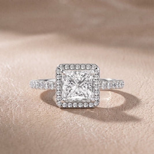 Mabel Halo French Pavé Princess Diamond Engagement Ring in Platinum - front.jpg